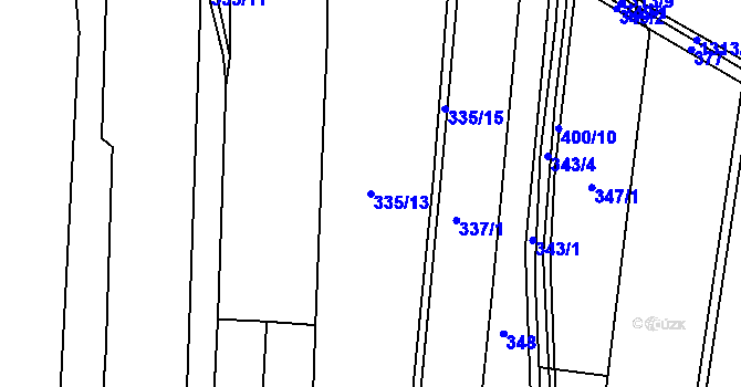 Parcela st. 335/13 v KÚ Dolní Roveň, Katastrální mapa