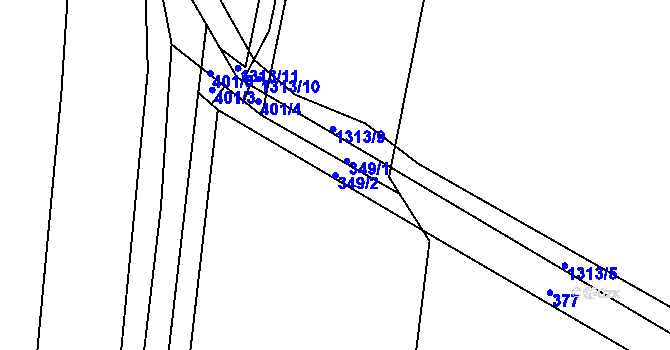 Parcela st. 349/2 v KÚ Dolní Roveň, Katastrální mapa