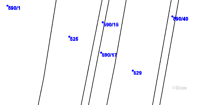 Parcela st. 590/17 v KÚ Dolní Roveň, Katastrální mapa