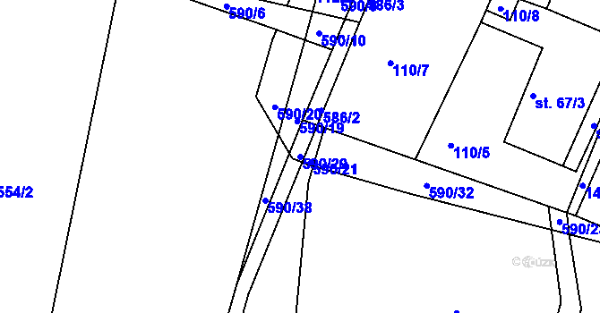 Parcela st. 590/29 v KÚ Dolní Roveň, Katastrální mapa