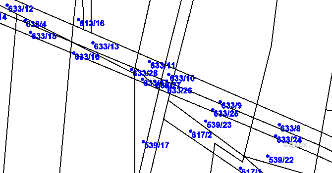Parcela st. 633/26 v KÚ Dolní Roveň, Katastrální mapa