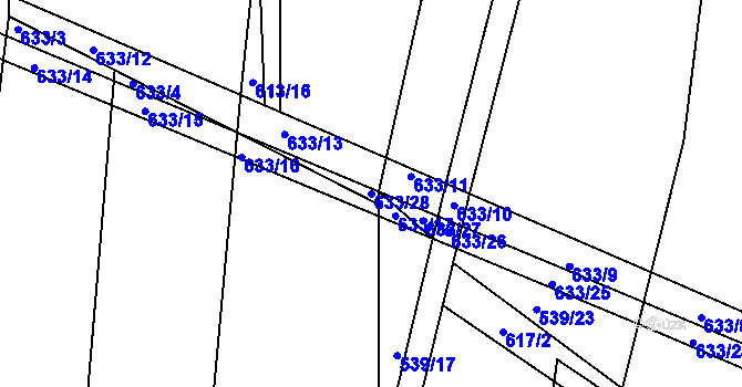 Parcela st. 633/28 v KÚ Dolní Roveň, Katastrální mapa