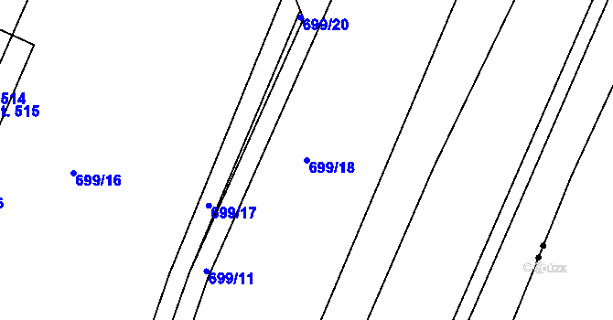 Parcela st. 699/18 v KÚ Dolní Roveň, Katastrální mapa