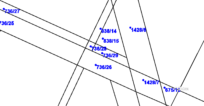 Parcela st. 736/29 v KÚ Dolní Roveň, Katastrální mapa