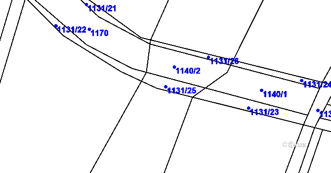 Parcela st. 1131/25 v KÚ Dolní Roveň, Katastrální mapa