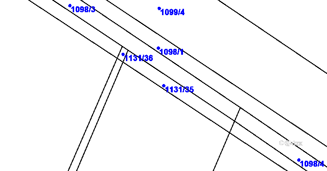 Parcela st. 1131/35 v KÚ Dolní Roveň, Katastrální mapa