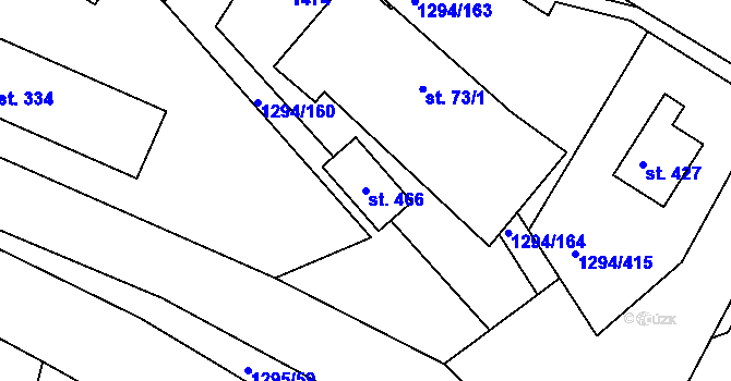 Parcela st. 466 v KÚ Dolní Roveň, Katastrální mapa