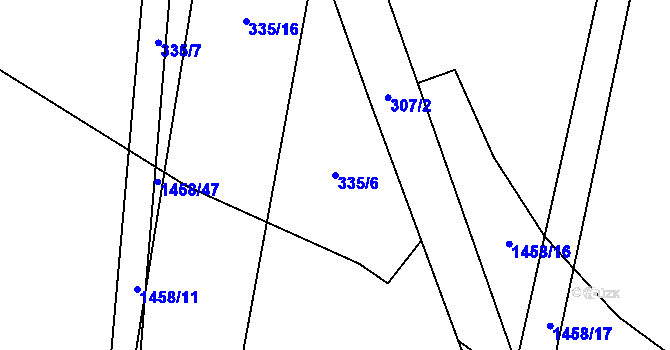 Parcela st. 335/6 v KÚ Dolní Roveň, Katastrální mapa