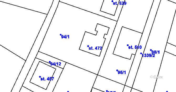 Parcela st. 472 v KÚ Dolní Roveň, Katastrální mapa