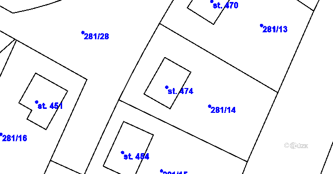 Parcela st. 474 v KÚ Dolní Roveň, Katastrální mapa