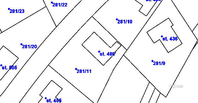 Parcela st. 486 v KÚ Dolní Roveň, Katastrální mapa