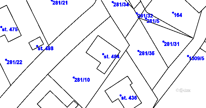 Parcela st. 484 v KÚ Dolní Roveň, Katastrální mapa