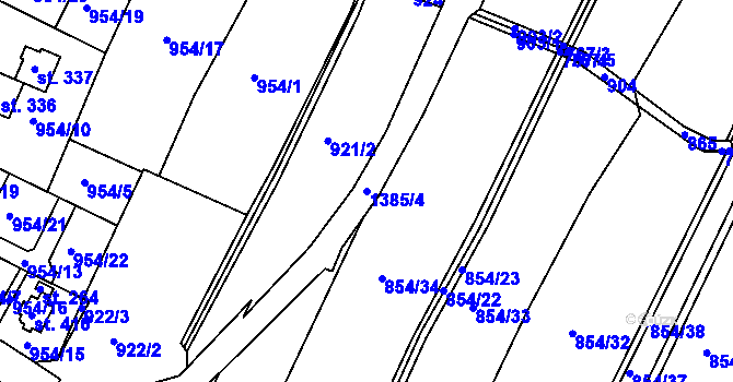 Parcela st. 1385/4 v KÚ Dolní Roveň, Katastrální mapa