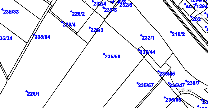 Parcela st. 235/58 v KÚ Dolní Roveň, Katastrální mapa
