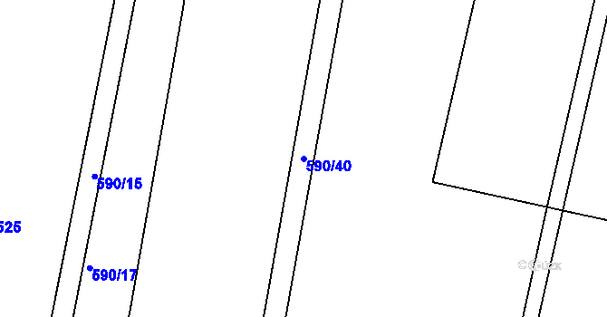 Parcela st. 590/40 v KÚ Dolní Roveň, Katastrální mapa