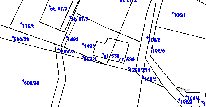 Parcela st. 538 v KÚ Dolní Roveň, Katastrální mapa