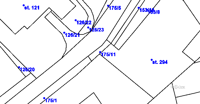 Parcela st. 175/11 v KÚ Dolní Rožínka, Katastrální mapa