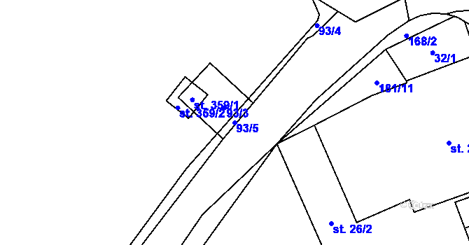 Parcela st. 93/5 v KÚ Dolní Rožínka, Katastrální mapa