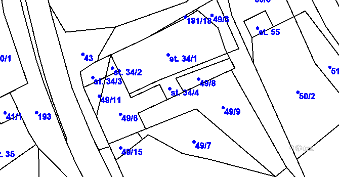 Parcela st. 34/4 v KÚ Dolní Rožínka, Katastrální mapa