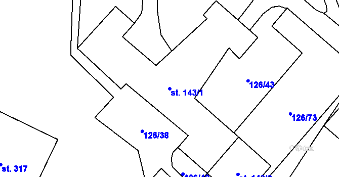 Parcela st. 143/1 v KÚ Dolní Rožínka, Katastrální mapa