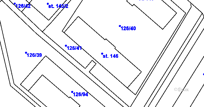 Parcela st. 146 v KÚ Dolní Rožínka, Katastrální mapa