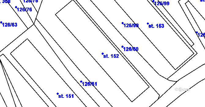 Parcela st. 152 v KÚ Dolní Rožínka, Katastrální mapa