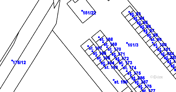Parcela st. 197 v KÚ Dolní Rožínka, Katastrální mapa