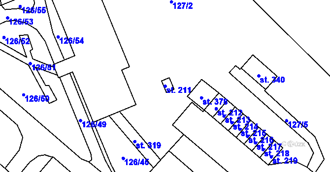 Parcela st. 211 v KÚ Dolní Rožínka, Katastrální mapa
