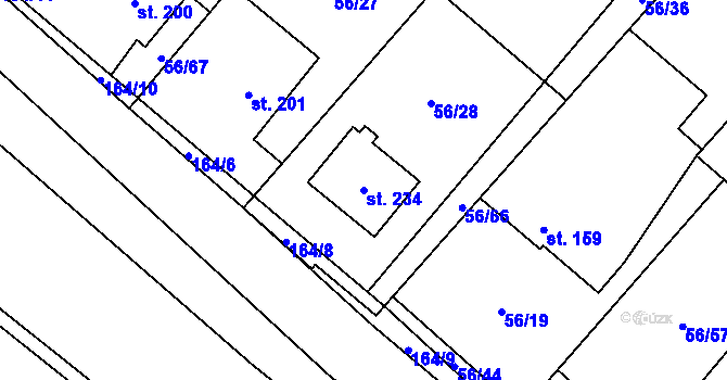 Parcela st. 234 v KÚ Dolní Rožínka, Katastrální mapa
