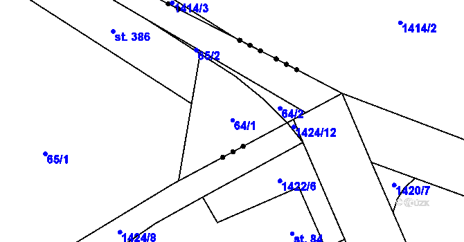 Parcela st. 64 v KÚ Dolní Rožínka, Katastrální mapa