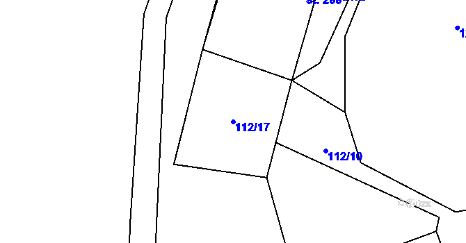 Parcela st. 112/17 v KÚ Dolní Rožínka, Katastrální mapa