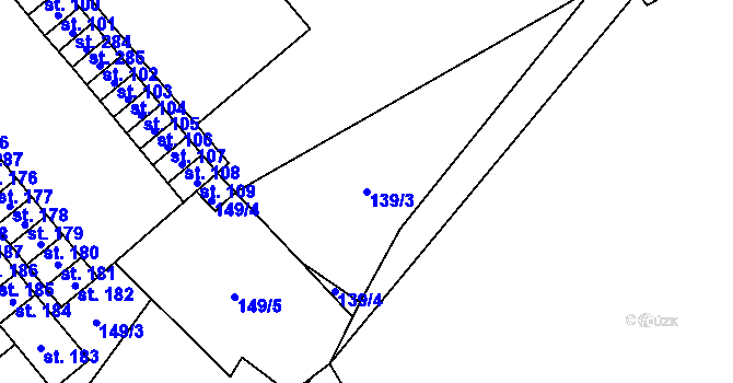 Parcela st. 139/3 v KÚ Dolní Rožínka, Katastrální mapa