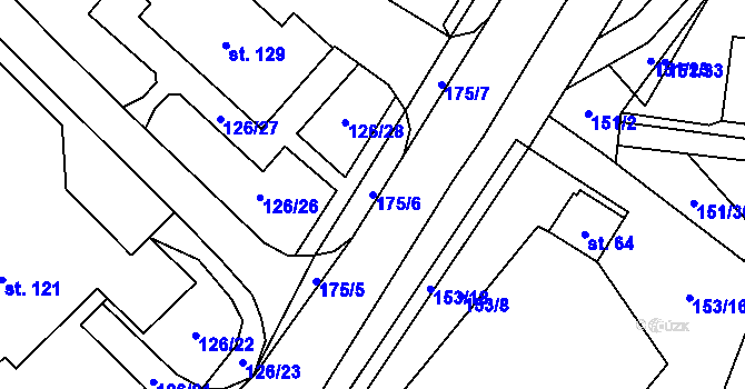 Parcela st. 175/6 v KÚ Dolní Rožínka, Katastrální mapa