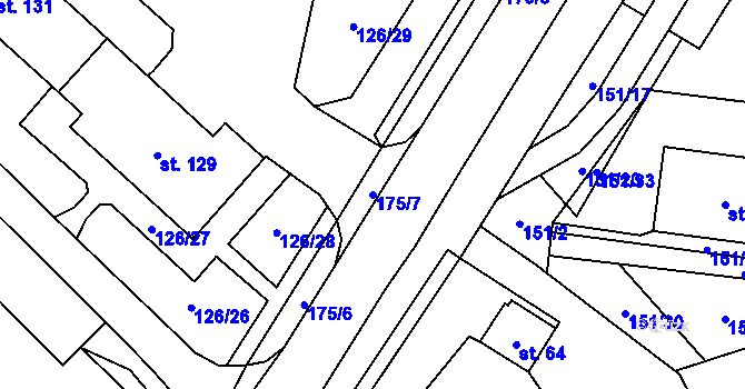 Parcela st. 175/7 v KÚ Dolní Rožínka, Katastrální mapa