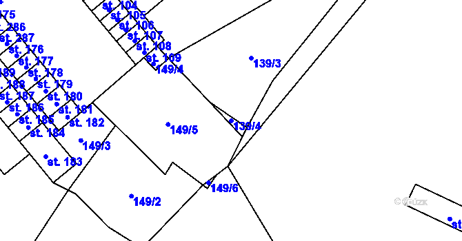 Parcela st. 139/4 v KÚ Dolní Rožínka, Katastrální mapa