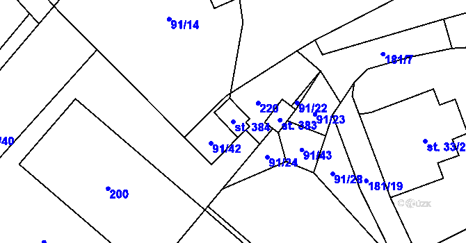 Parcela st. 384 v KÚ Dolní Rožínka, Katastrální mapa