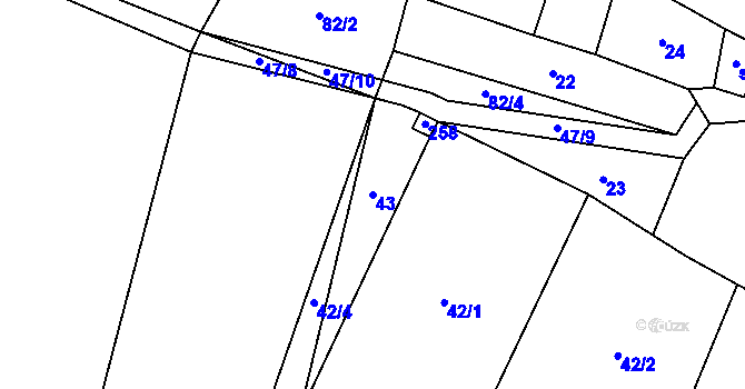 Parcela st. 43 v KÚ Horní Rozsíčka, Katastrální mapa