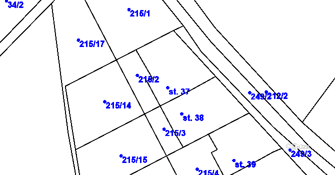 Parcela st. 37 v KÚ Horní Rozsíčka, Katastrální mapa