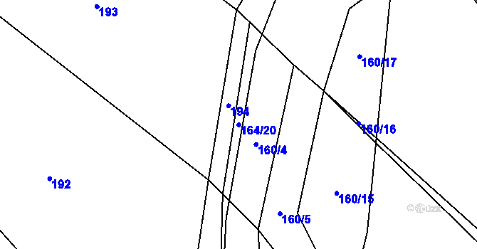 Parcela st. 164/20 v KÚ Rodkov, Katastrální mapa