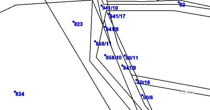 Parcela st. 858/10 v KÚ Rodkov, Katastrální mapa