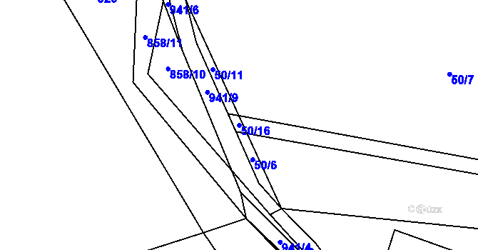 Parcela st. 50/16 v KÚ Rodkov, Katastrální mapa
