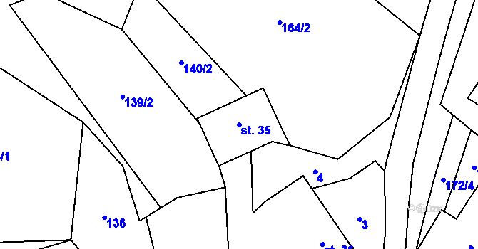 Parcela st. 35 v KÚ Rodkov, Katastrální mapa