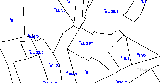 Parcela st. 39/1 v KÚ Rodkov, Katastrální mapa