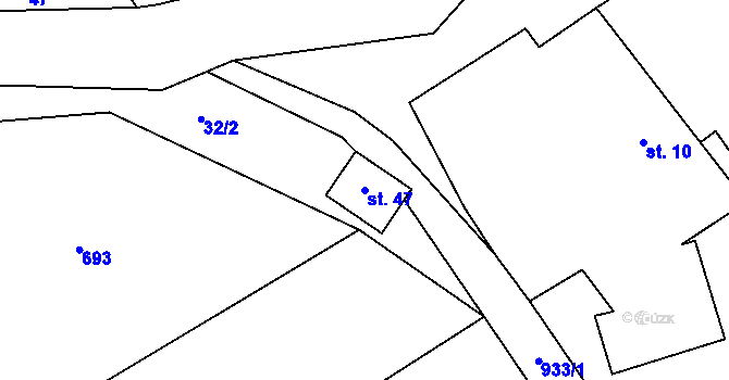 Parcela st. 47 v KÚ Rodkov, Katastrální mapa