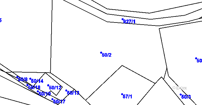 Parcela st. 50/2 v KÚ Rodkov, Katastrální mapa
