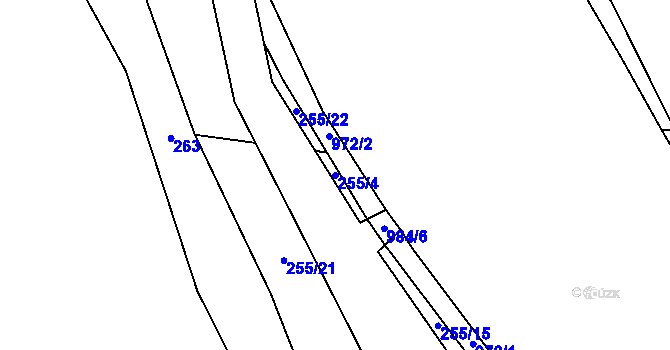 Parcela st. 255/4 v KÚ Rodkov, Katastrální mapa