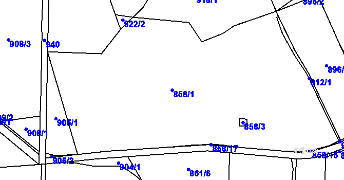 Parcela st. 858/1 v KÚ Rodkov, Katastrální mapa