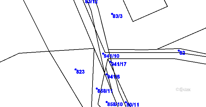 Parcela st. 941/10 v KÚ Rodkov, Katastrální mapa