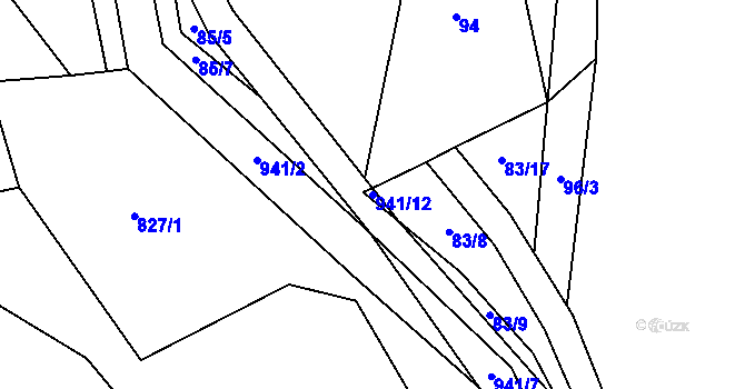 Parcela st. 941/12 v KÚ Rodkov, Katastrální mapa