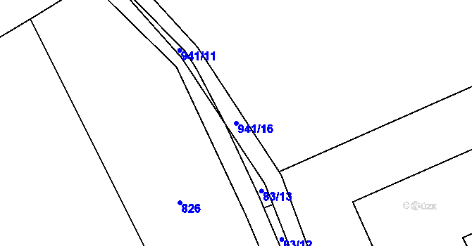 Parcela st. 941/16 v KÚ Rodkov, Katastrální mapa